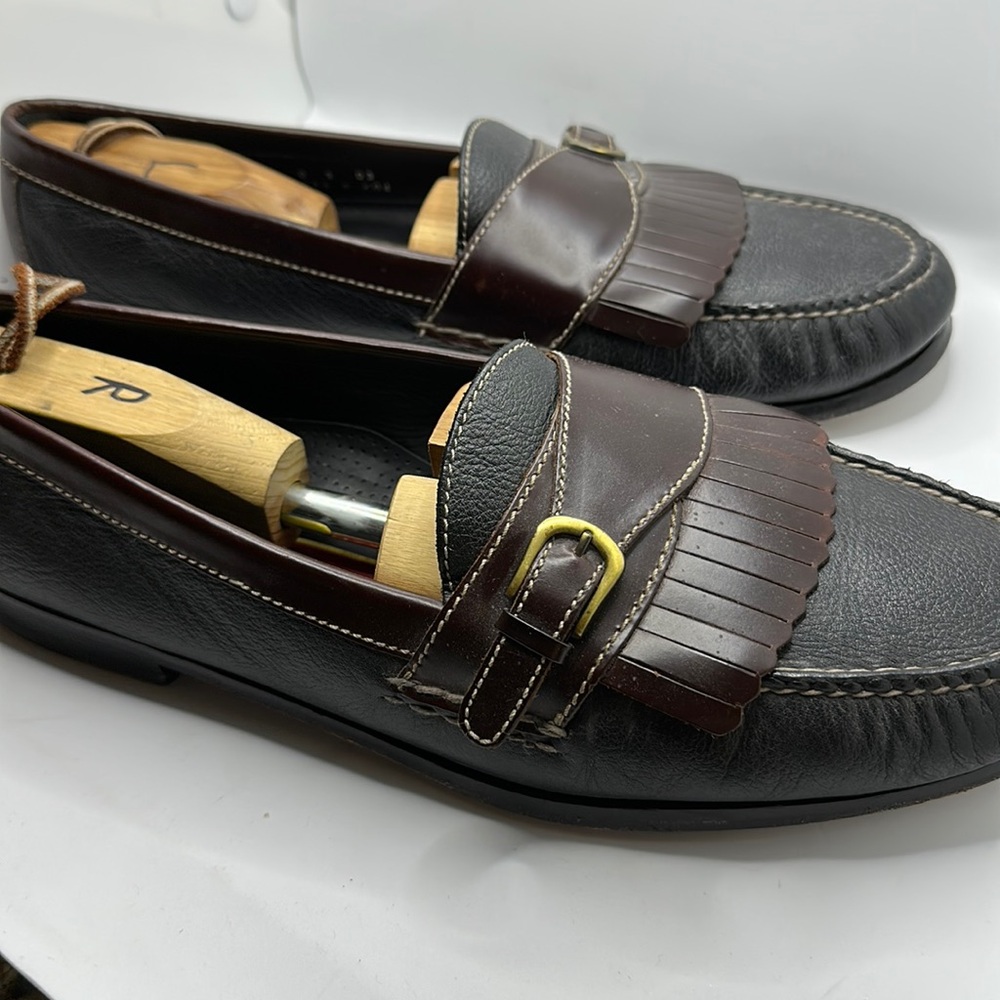 Cole Haan Super Comfy Leather Kiltie Loafers 14D (Navy with burgundy accent)